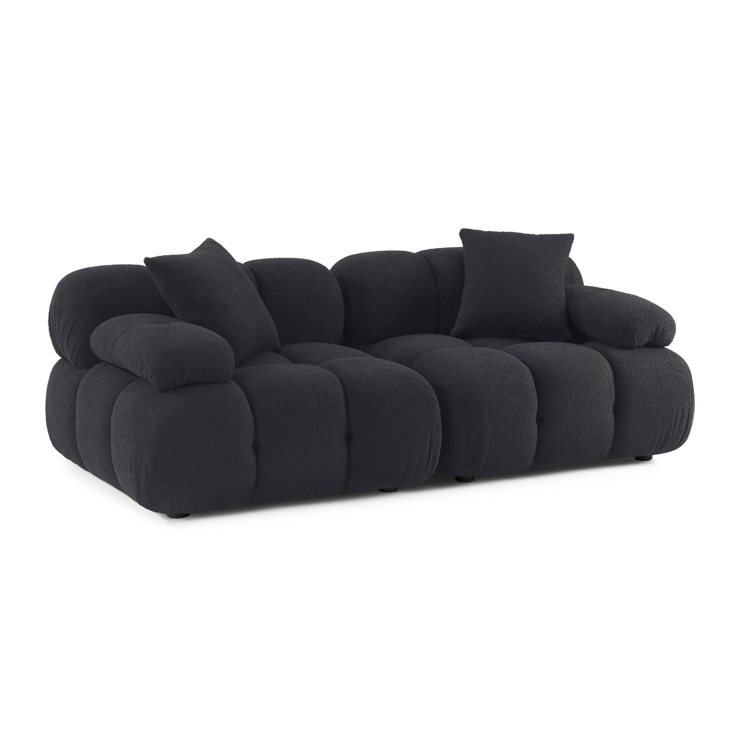 Calliope Black Vegan Shearling Modular Loveseat