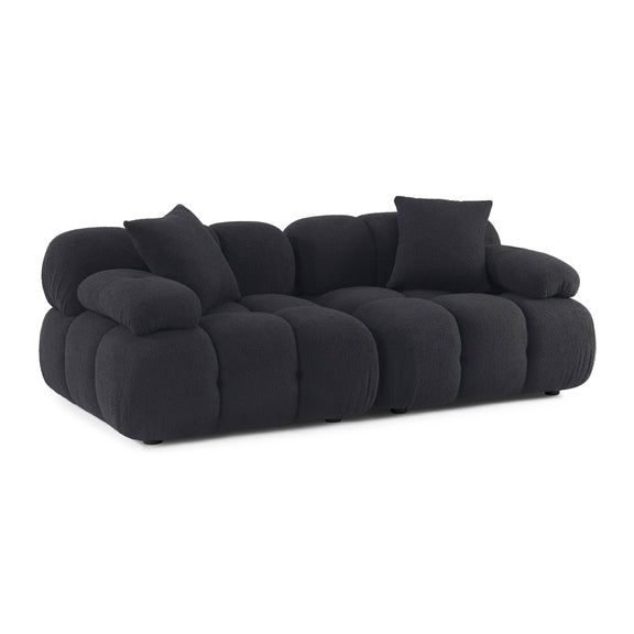Calliope Black Vegan Shearling Modular Loveseat