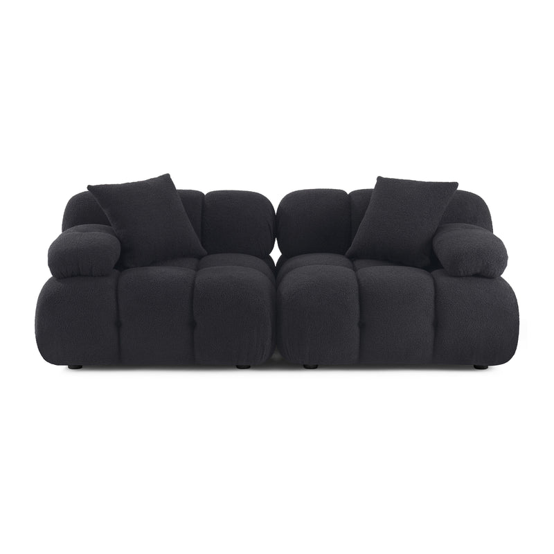 Calliope Black Vegan Shearling Modular Loveseat