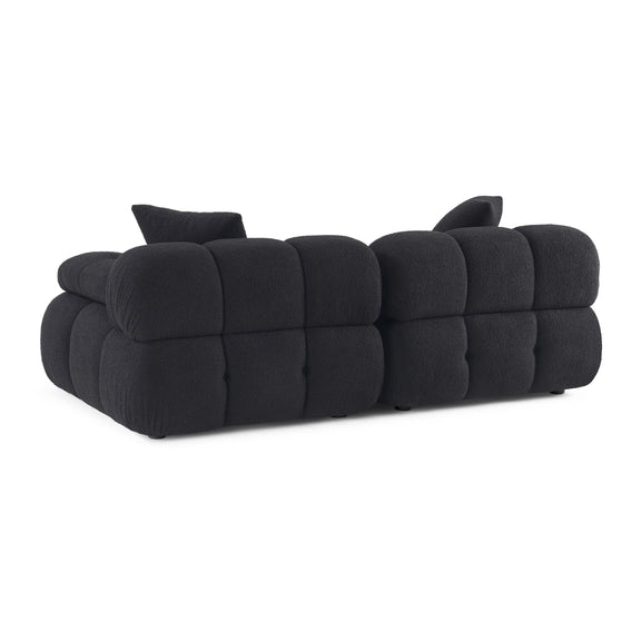 Calliope Black Vegan Shearling Modular Loveseat