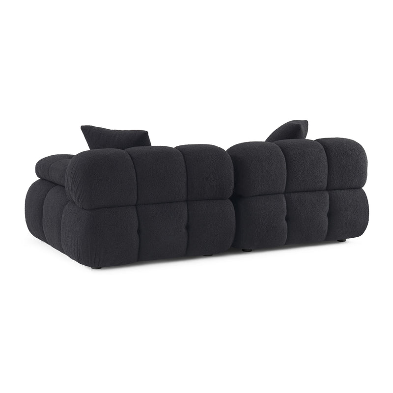 Calliope Black Vegan Shearling Modular Loveseat