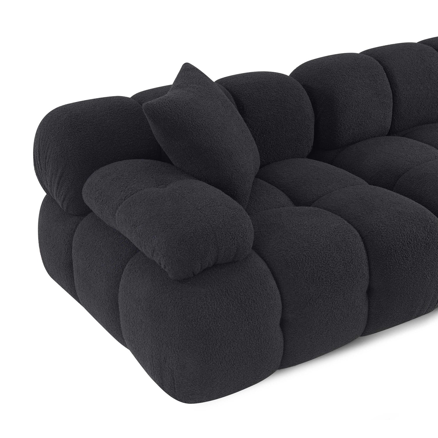 Calliope Black Vegan Shearling Modular Loveseat