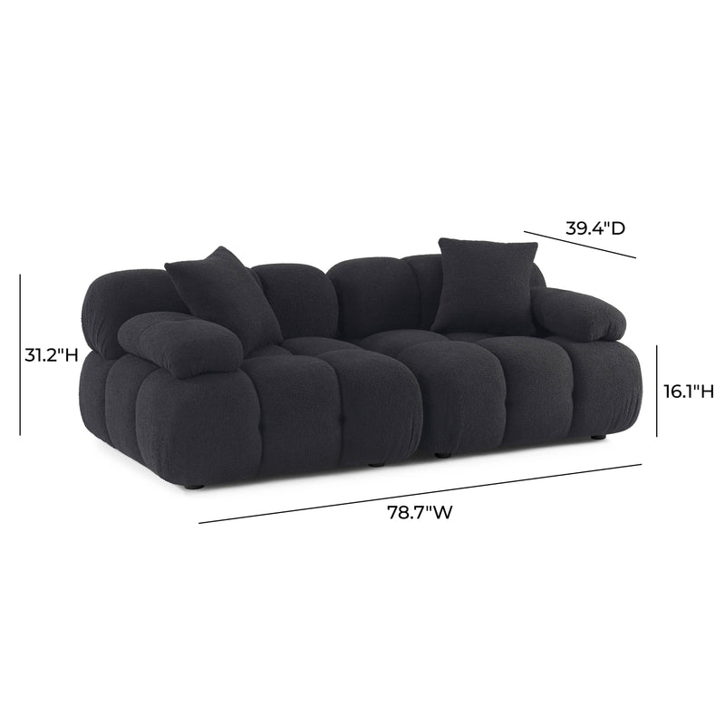 Calliope Black Vegan Shearling Modular Loveseat