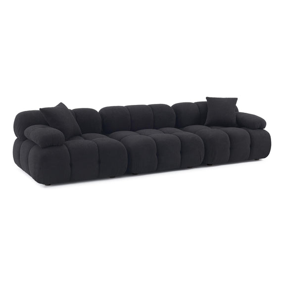 Calliope Black Vegan Shearling Modular Sofa