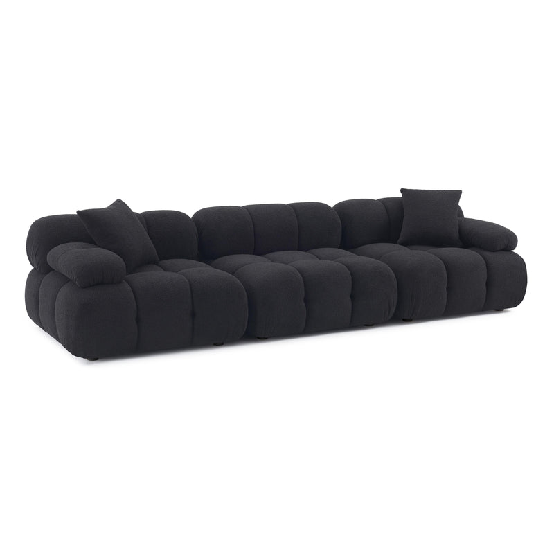 Calliope Black Vegan Shearling Modular Sofa