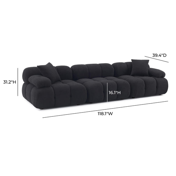 Calliope Black Vegan Shearling Modular Sofa
