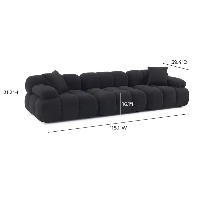 Calliope Black Vegan Shearling Modular Sofa