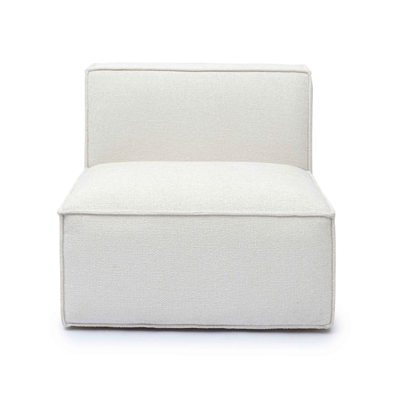 Mindy Cream Chenille Basketweave Armless Chair