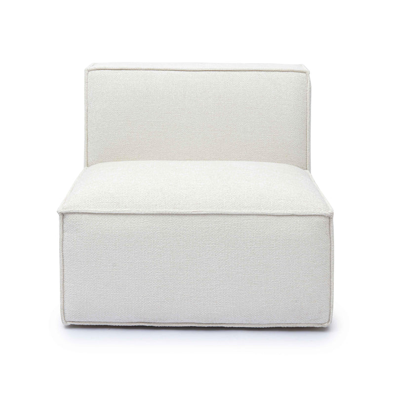Mindy Cream Chenille Basketweave Armless Chair