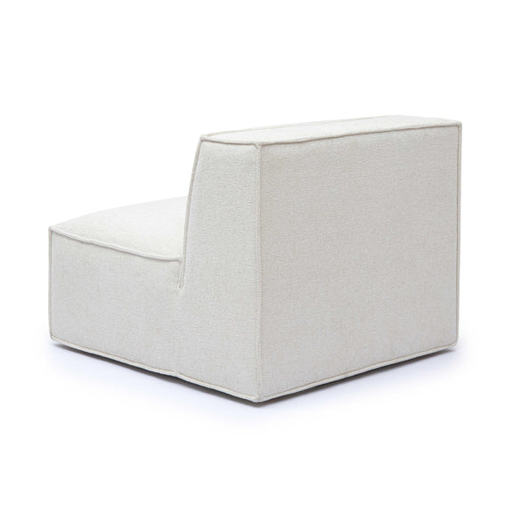 Mindy Cream Chenille Basketweave Armless Chair