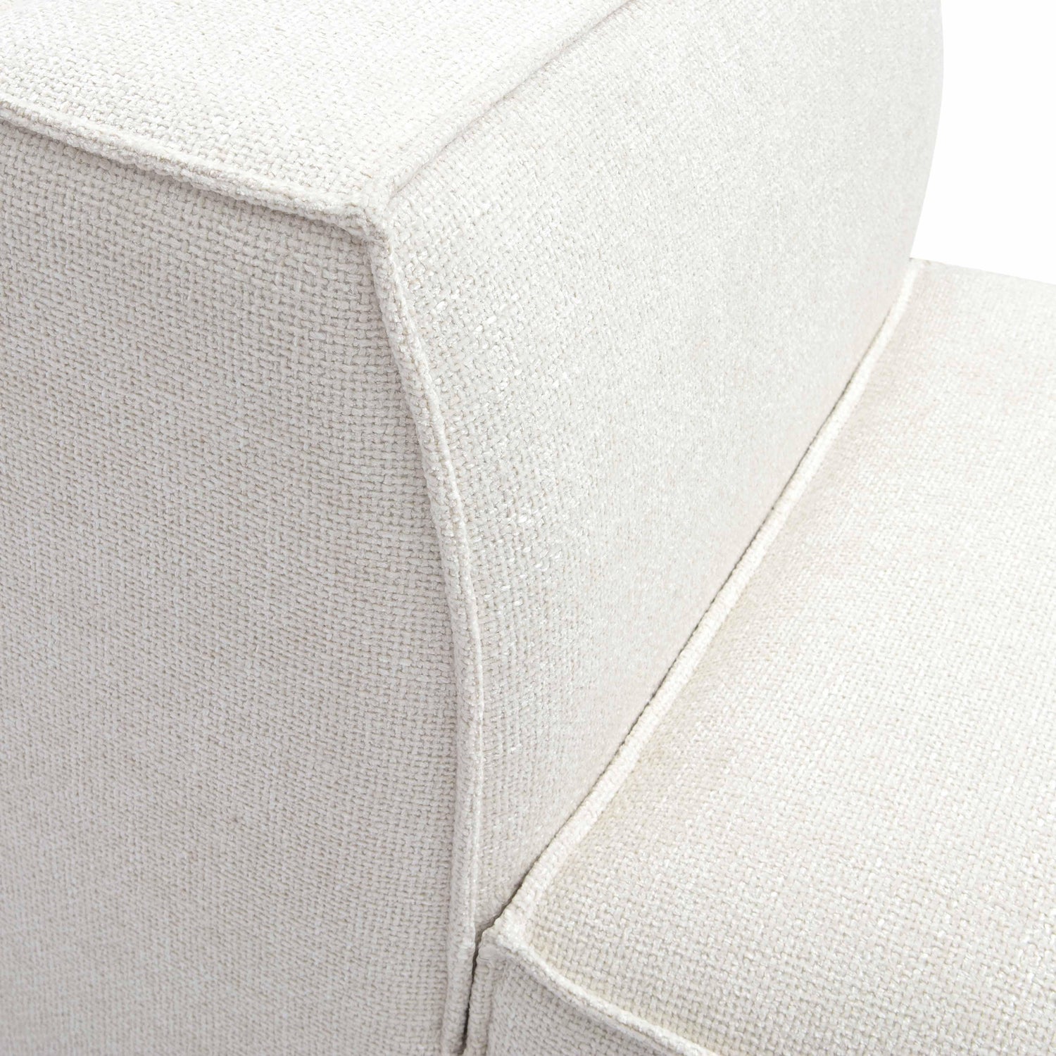 Mindy Cream Chenille Basketweave Armless Chair