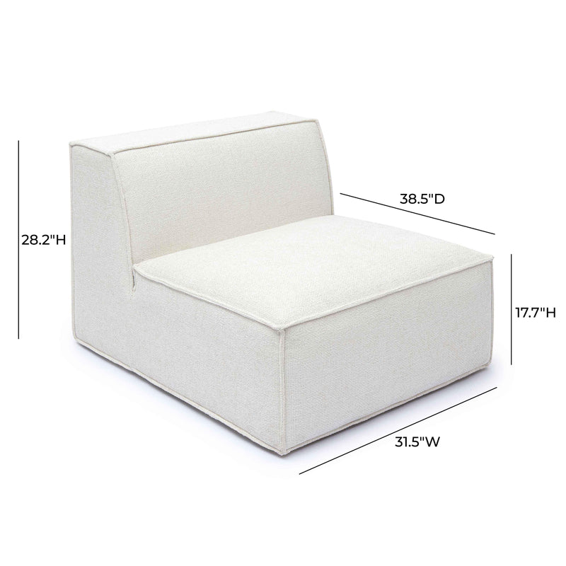 Mindy Cream Chenille Basketweave Armless Chair