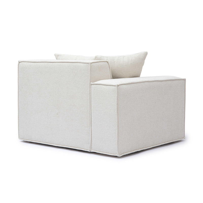 Mindy Cream Chenille Basketweave LAF Corner Chair