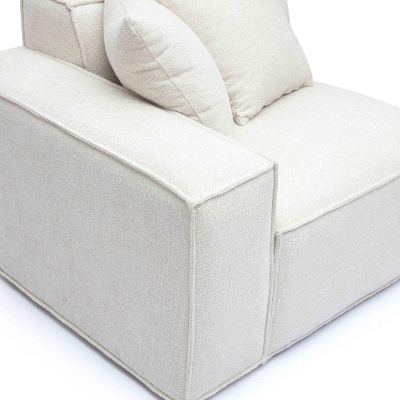 Mindy Cream Chenille Basketweave LAF Corner Chair