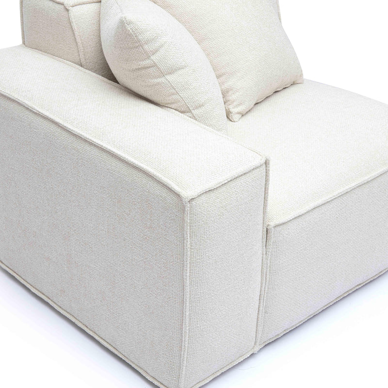 Mindy Cream Chenille Basketweave LAF Corner Chair