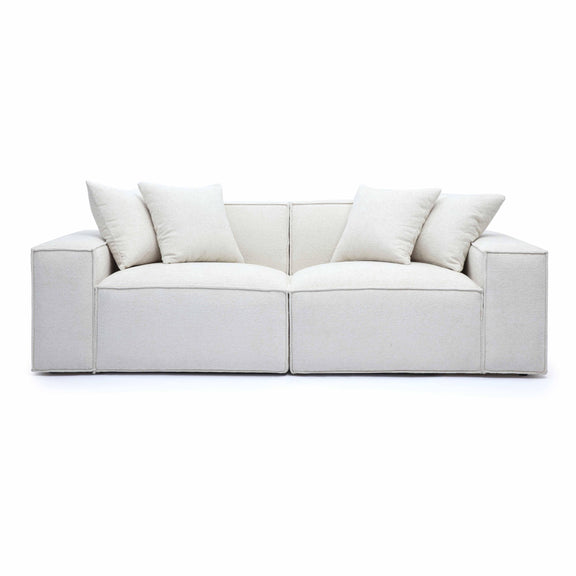 Mindy Cream Chenille Basketweave Modular Loveseat