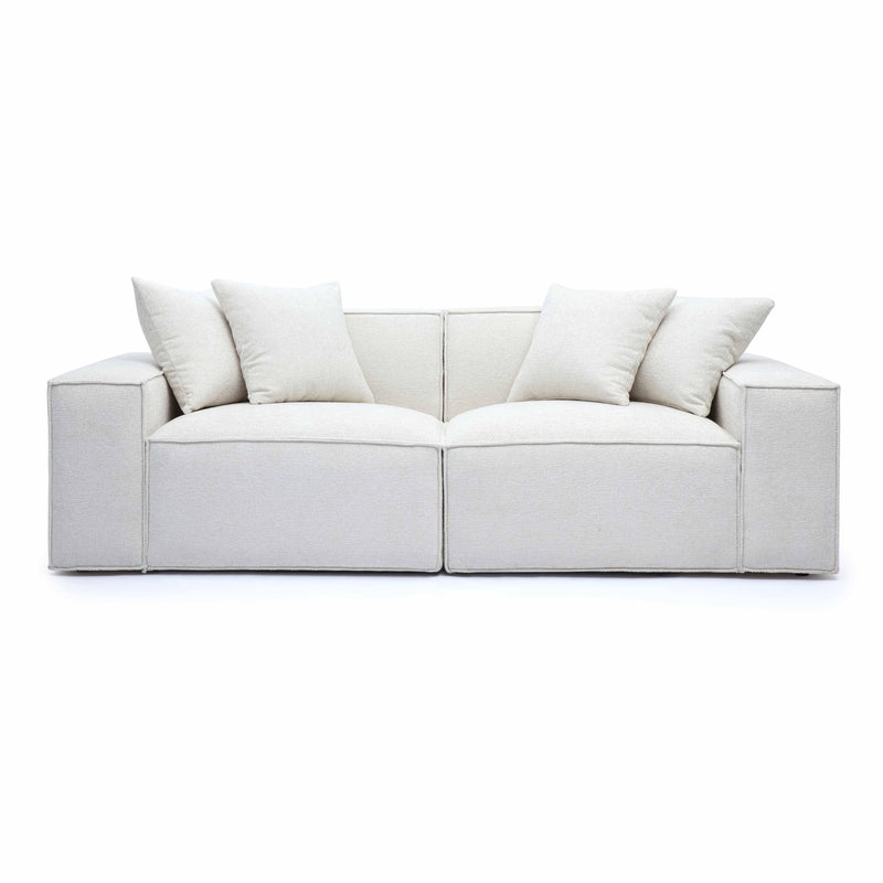 Mindy Cream Chenille Basketweave Modular Loveseat