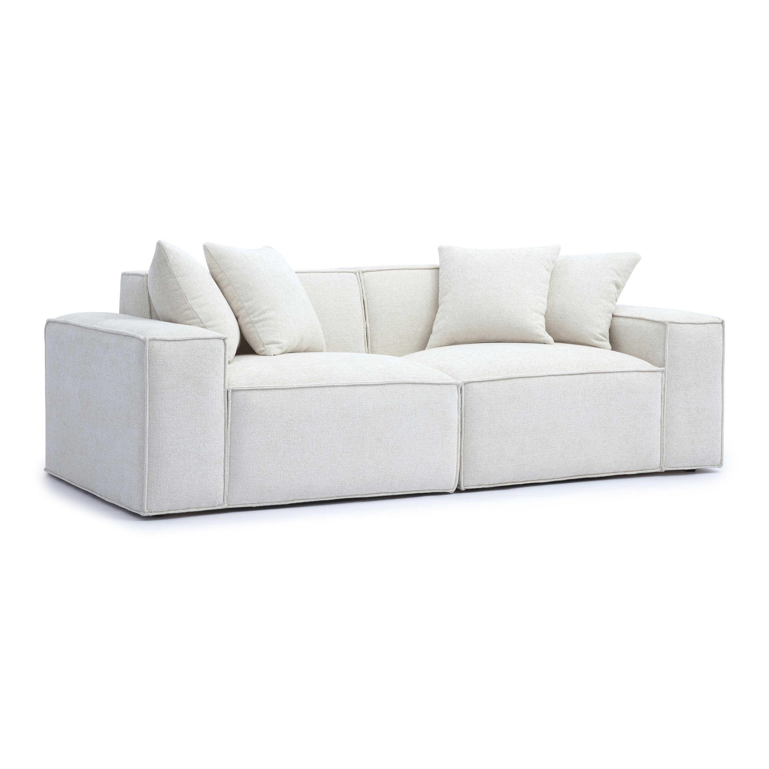 Mindy Cream Chenille Basketweave Modular Loveseat