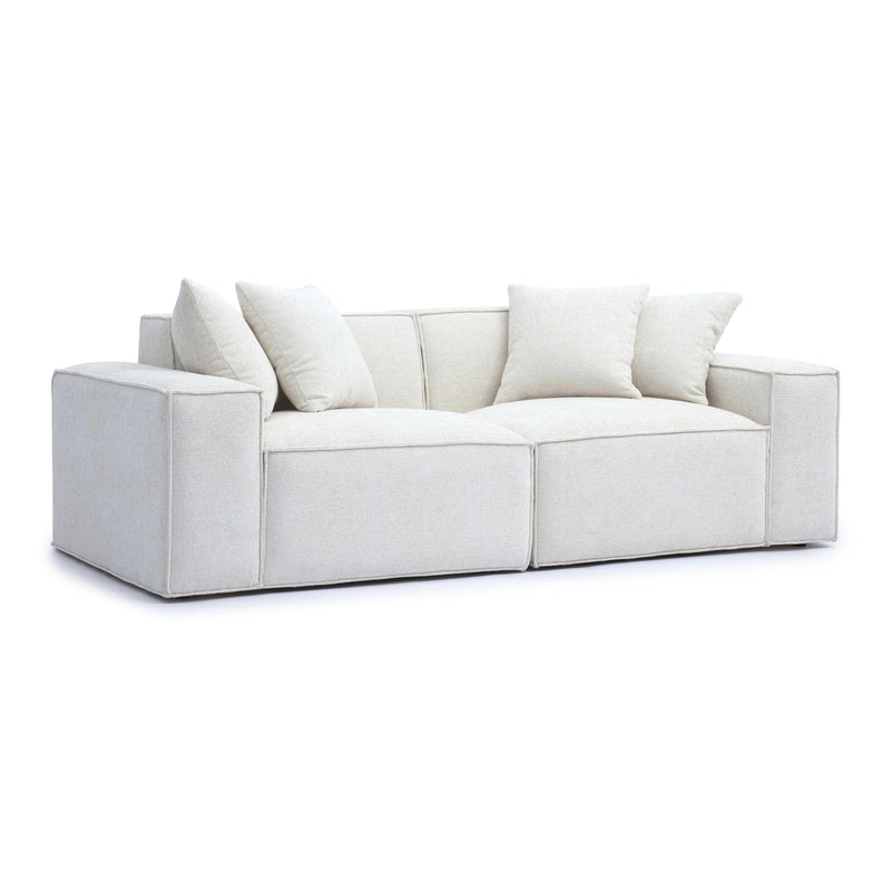 Mindy Cream Chenille Basketweave Modular Loveseat