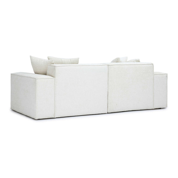 Mindy Cream Chenille Basketweave Modular Loveseat