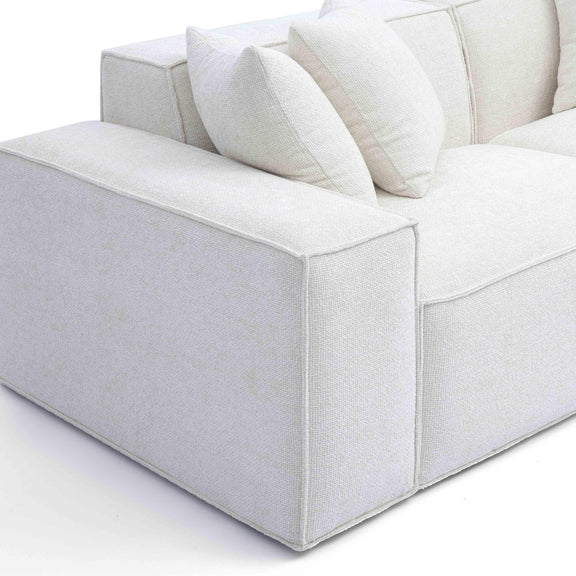 Mindy Cream Chenille Basketweave Modular Loveseat