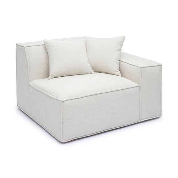 Mindy Cream Chenille Basketweave RAF Corner Chair