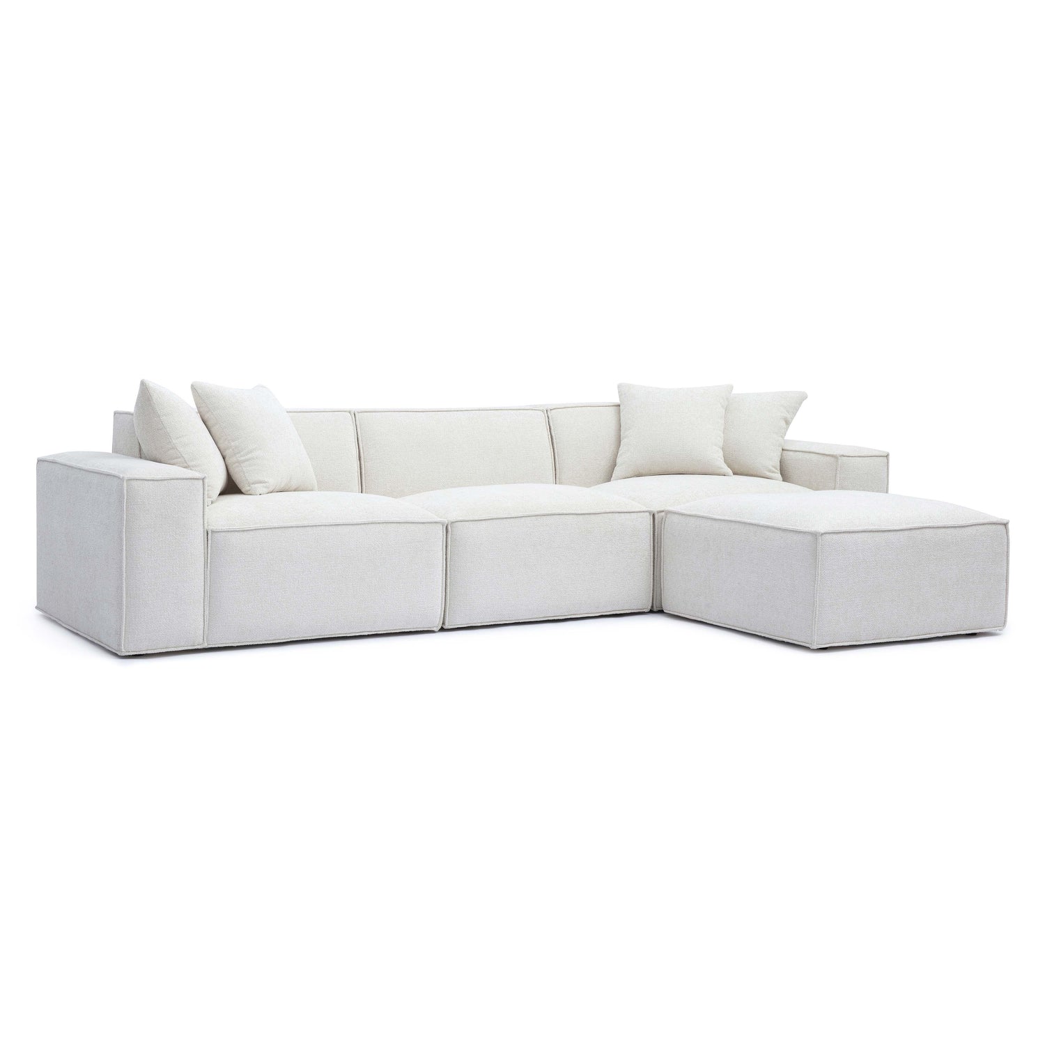 Mindy Cream Chenille Basketweave Modular Sectional