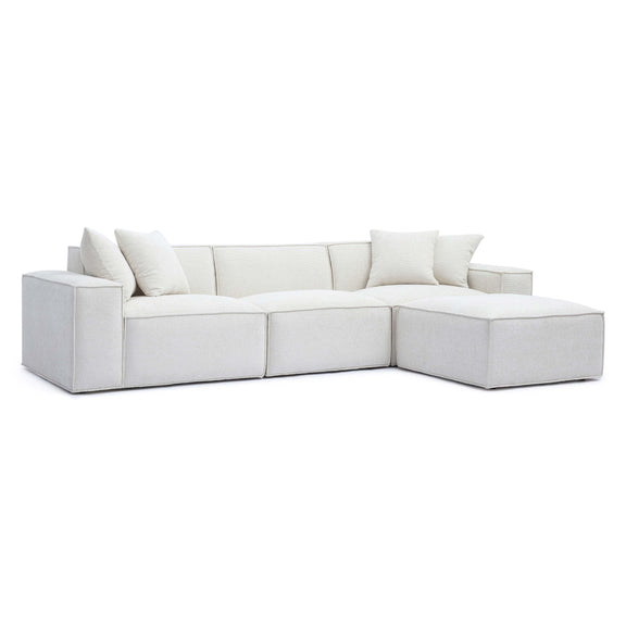 Mindy Cream Chenille Basketweave Modular Sectional