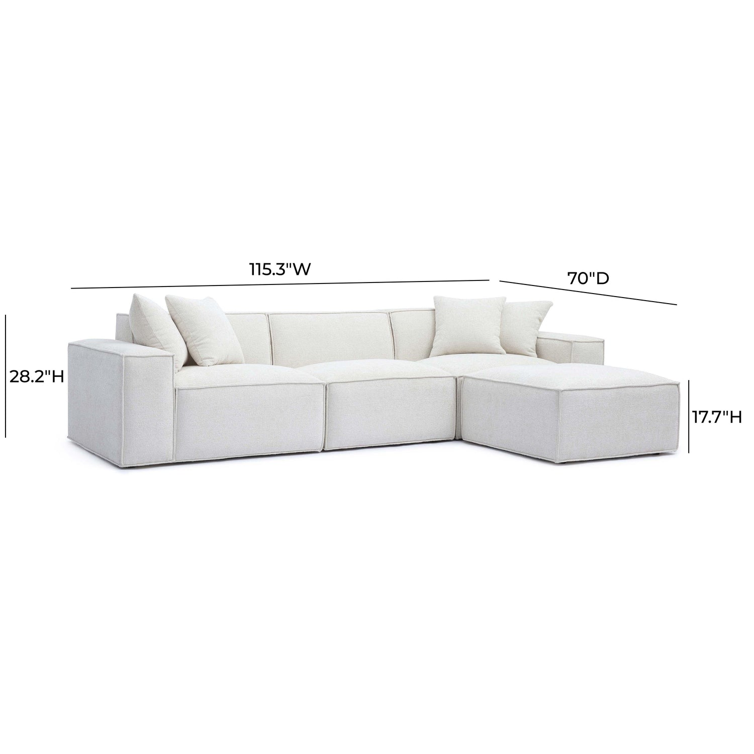 Mindy Cream Chenille Basketweave Modular Sectional