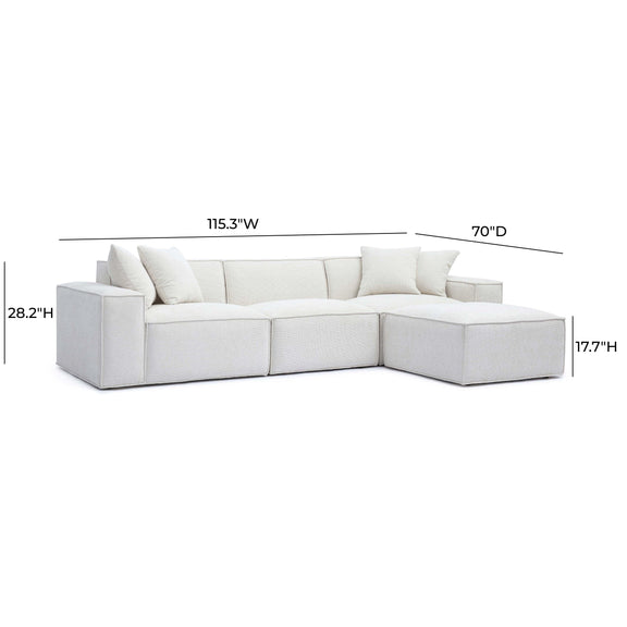 Mindy Cream Chenille Basketweave Modular Sectional