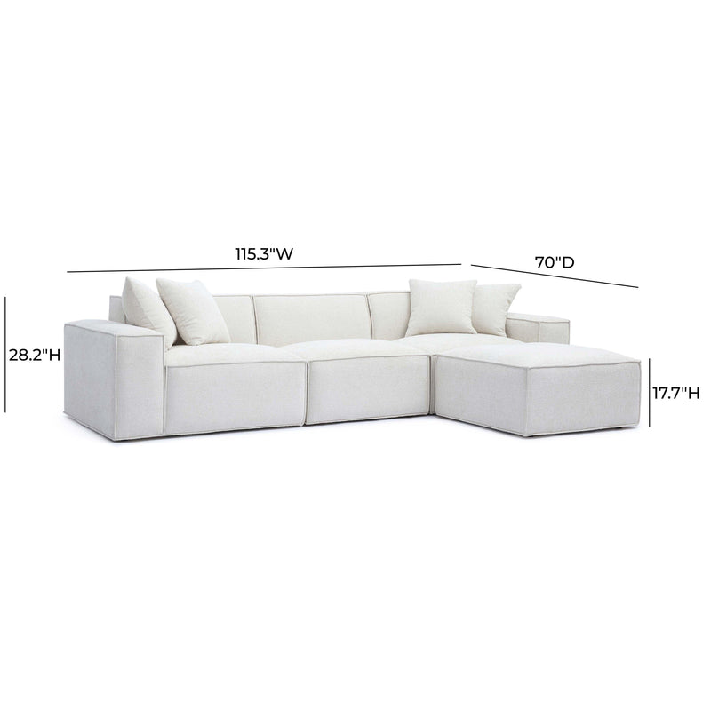 Mindy Cream Chenille Basketweave Modular Sectional
