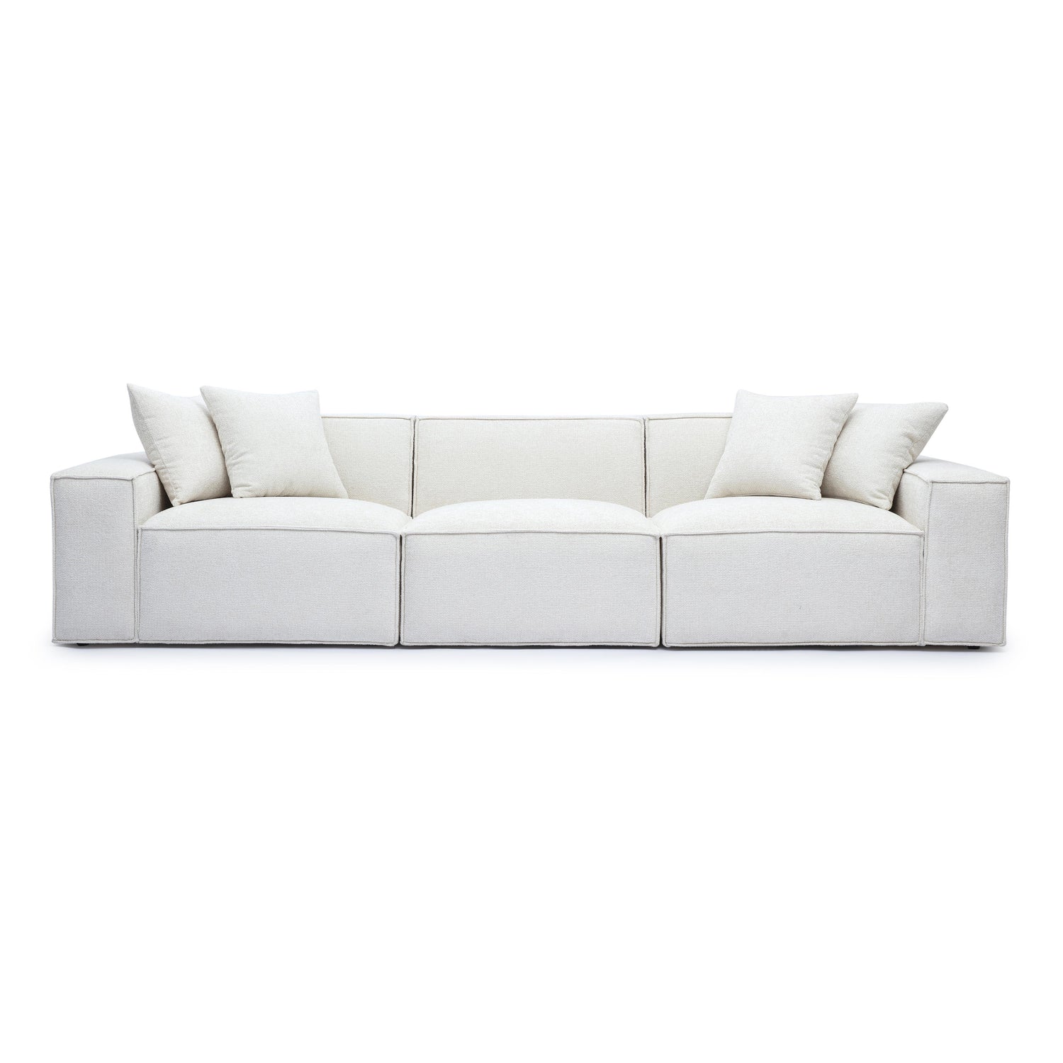 Mindy Cream Chenille Basketweave Modular Sofa