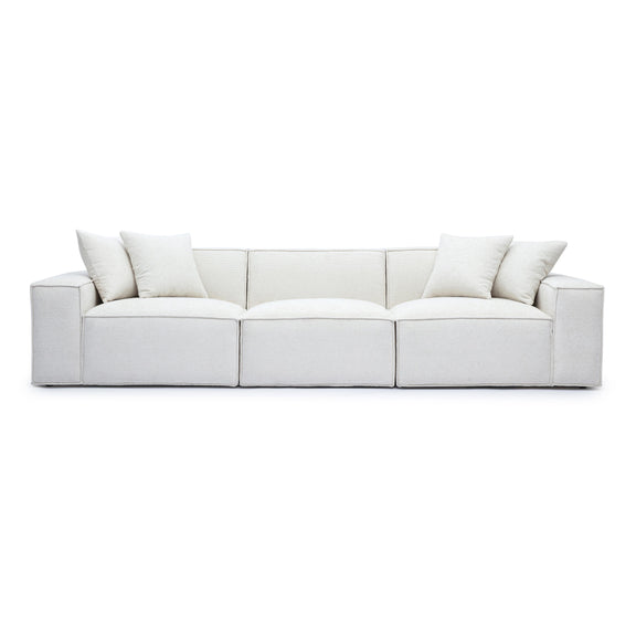 Mindy Cream Chenille Basketweave Modular Sofa