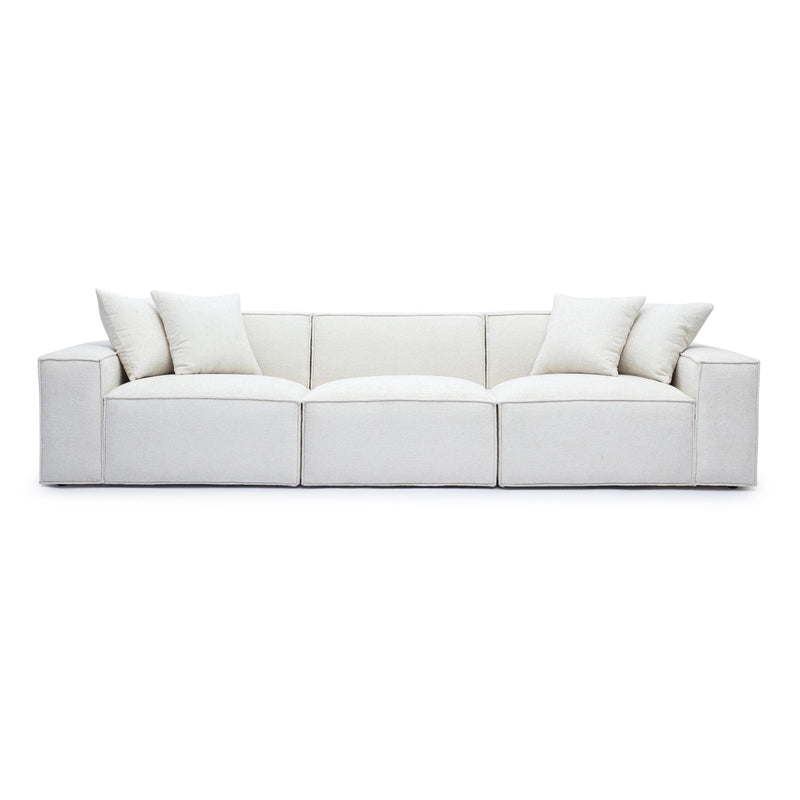 Mindy Cream Chenille Basketweave Modular Sofa
