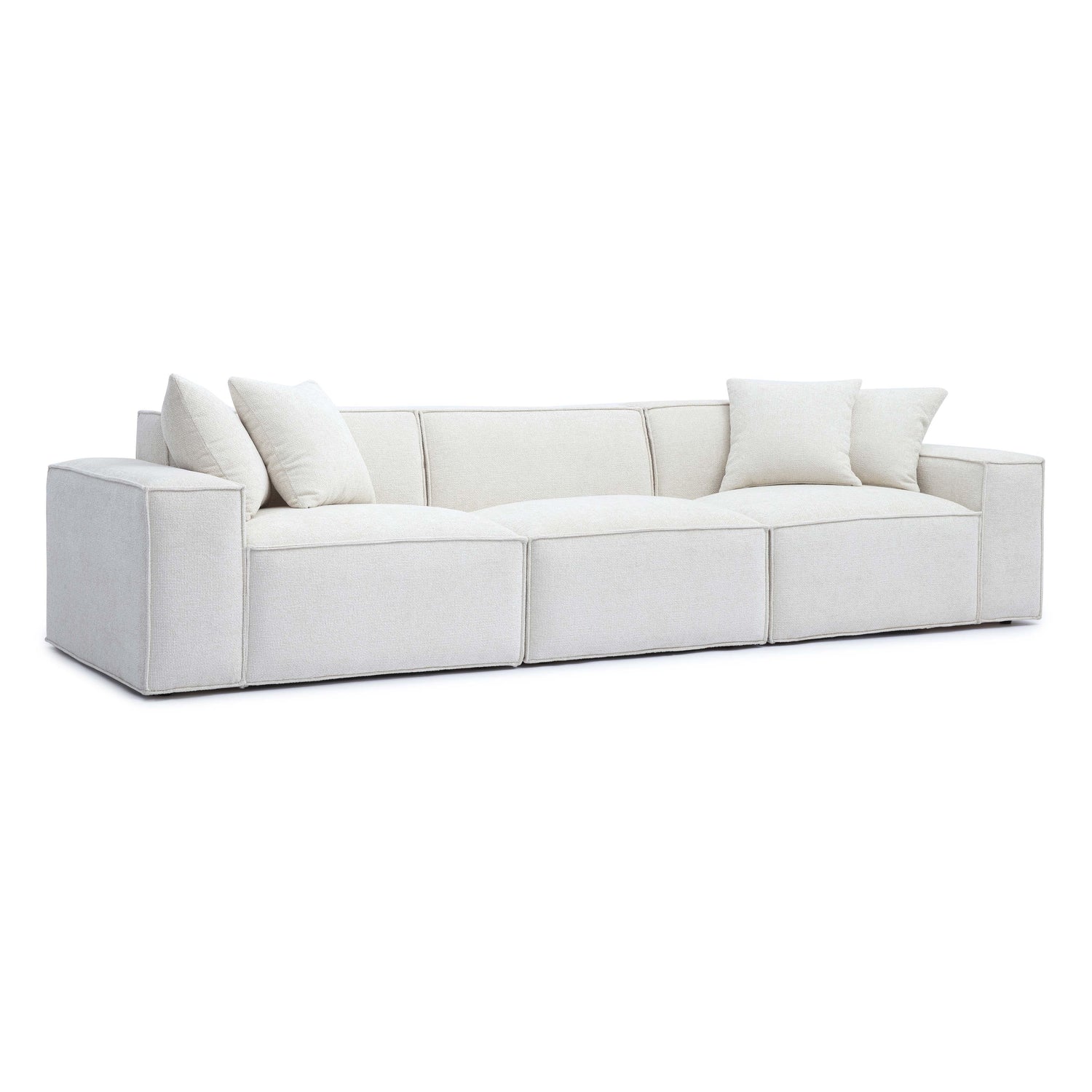 Mindy Cream Chenille Basketweave Modular Sofa