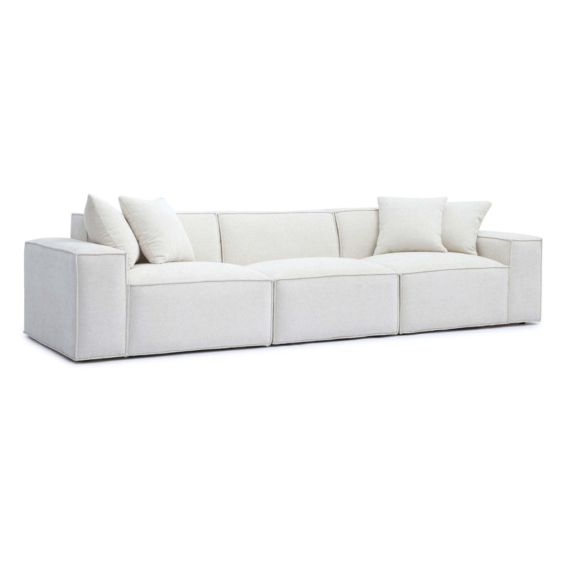 Mindy Cream Chenille Basketweave Modular Sofa