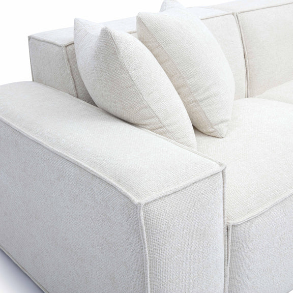 Mindy Cream Chenille Basketweave Modular Sofa