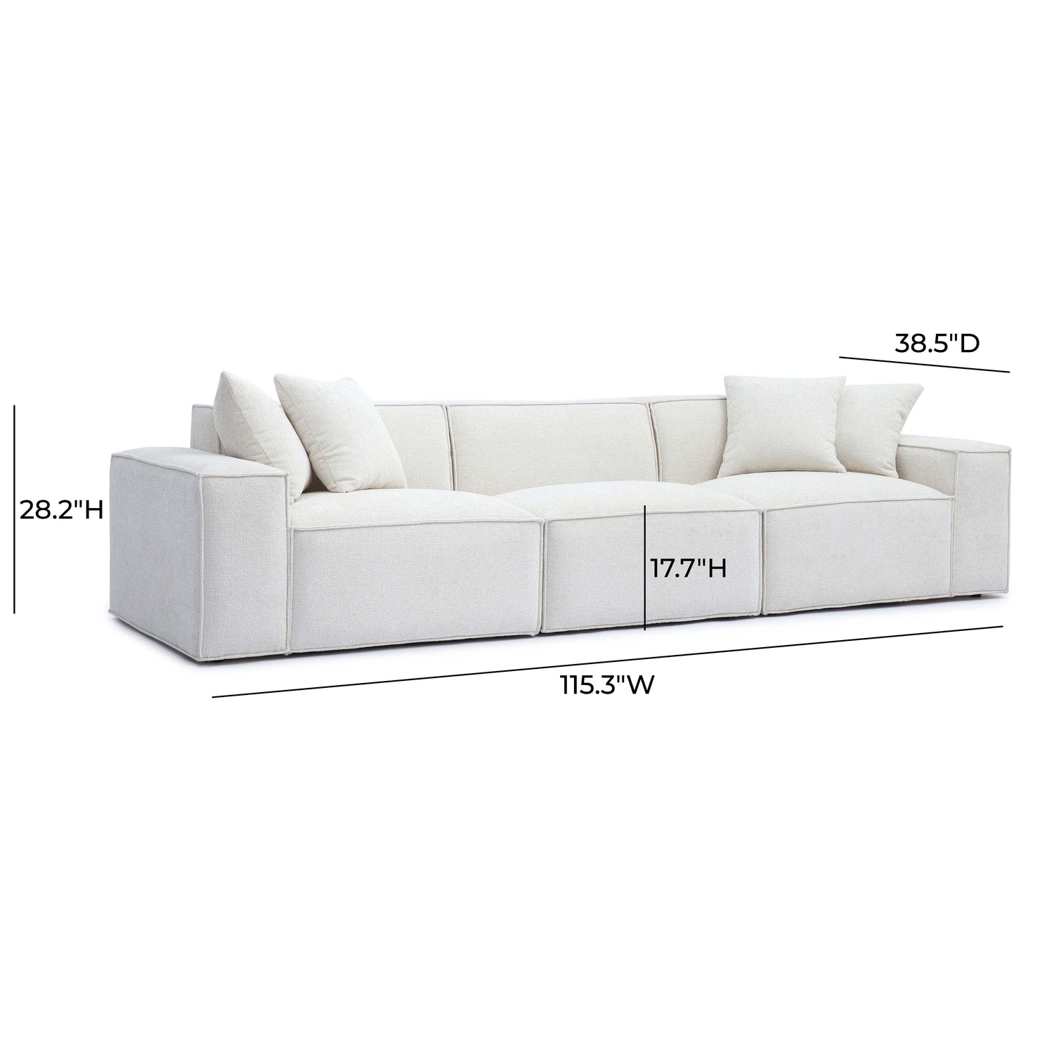 Mindy Cream Chenille Basketweave Modular Sofa