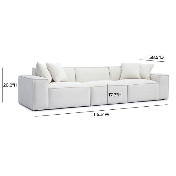 Mindy Cream Chenille Basketweave Modular Sofa