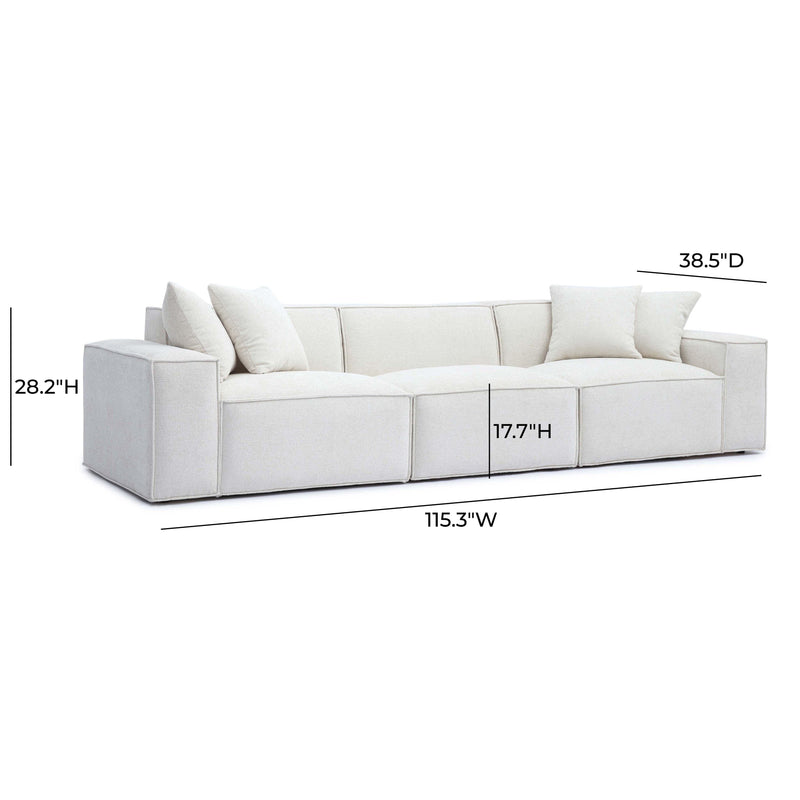 Mindy Cream Chenille Basketweave Modular Sofa