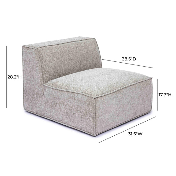 Mindy Taupe Chenille Basketweave Armless Chair