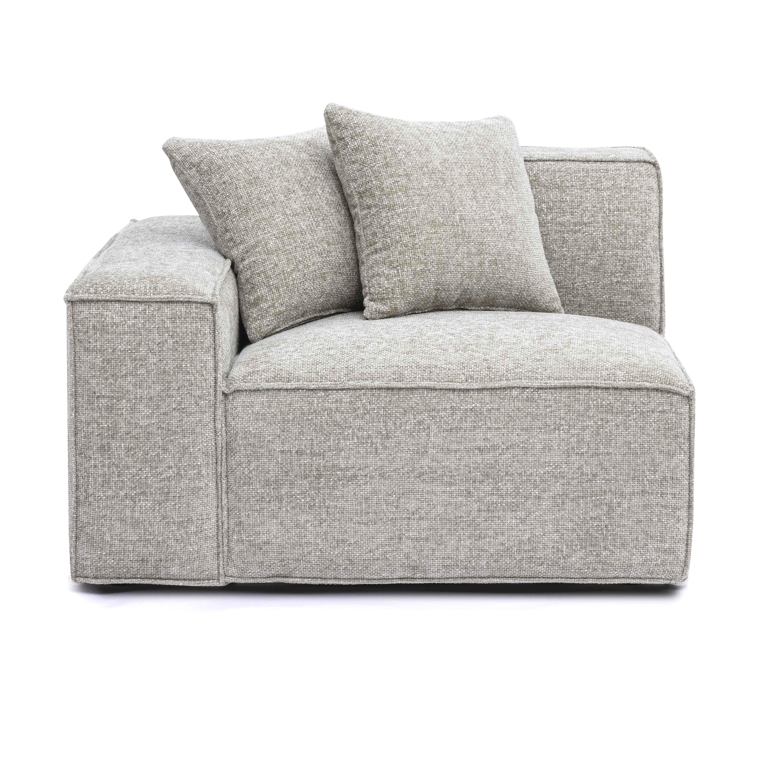 Mindy Taupe Chenille Basketweave LAF Corner Chair