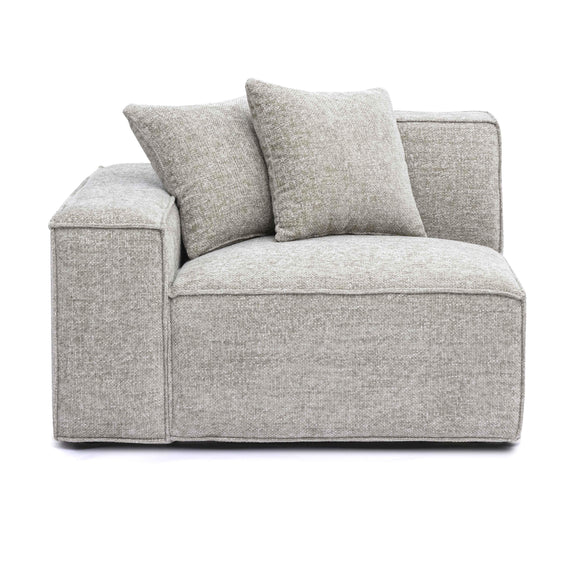 Mindy Taupe Chenille Basketweave LAF Corner Chair