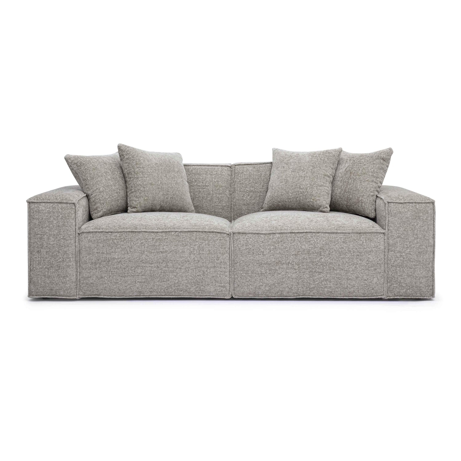 Mindy Taupe Chenille Basketweave Modular Loveseat