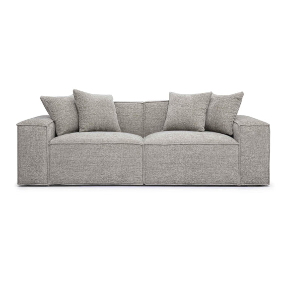 Mindy Taupe Chenille Basketweave Modular Loveseat