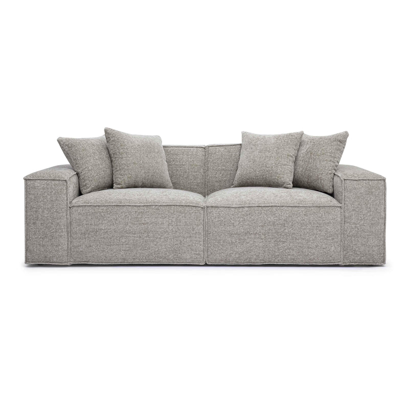 Mindy Taupe Chenille Basketweave Modular Loveseat
