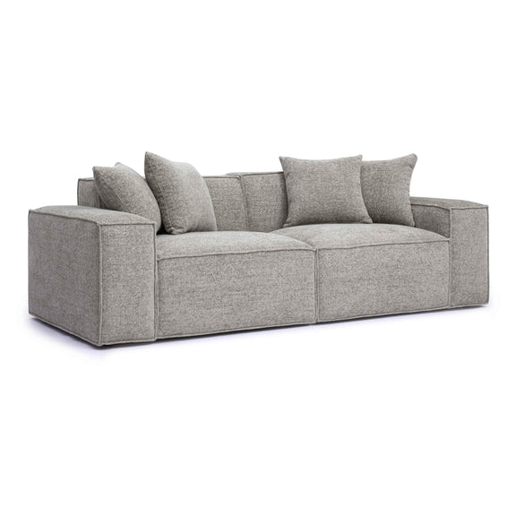 Mindy Taupe Chenille Basketweave Modular Loveseat