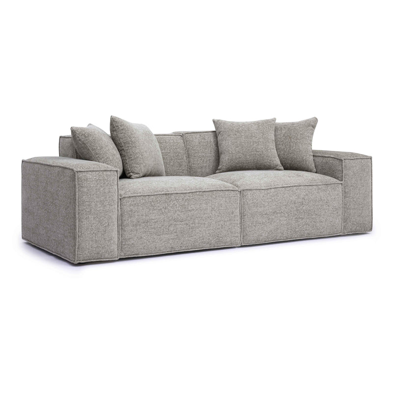Mindy Taupe Chenille Basketweave Modular Loveseat