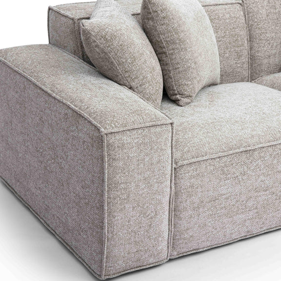 Mindy Taupe Chenille Basketweave Modular Loveseat