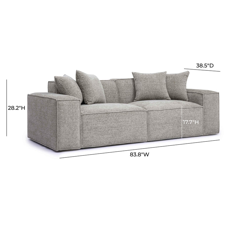 Mindy Taupe Chenille Basketweave Modular Loveseat
